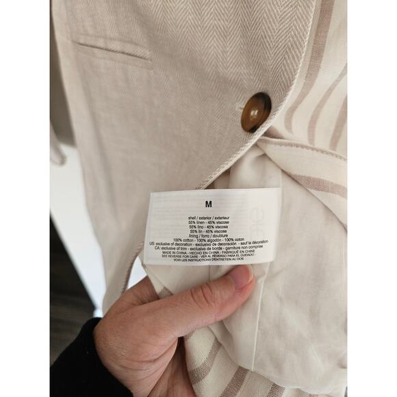Sam Edelman Women's White and Taupe Enola Linen Blend Blazer NWT Size Medium - Picture 9 of 15